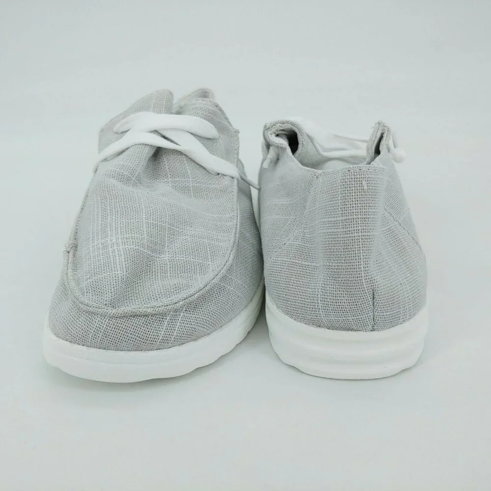 Womens Canvas‎ Lace Up Boat Shoe Sneaker Light Gray EUR 37 NEW